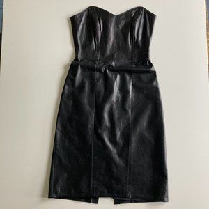 Vintage black leather strapless mini dress size 4 90s style